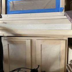 Unfinished Wood Kitchen Cabinets – Various Sizes (Good Condition)