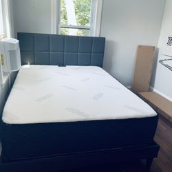 Queen Size Bed Frame & Mattress 12”Thick Brand Confort+Quality Delivery Available All Cities!