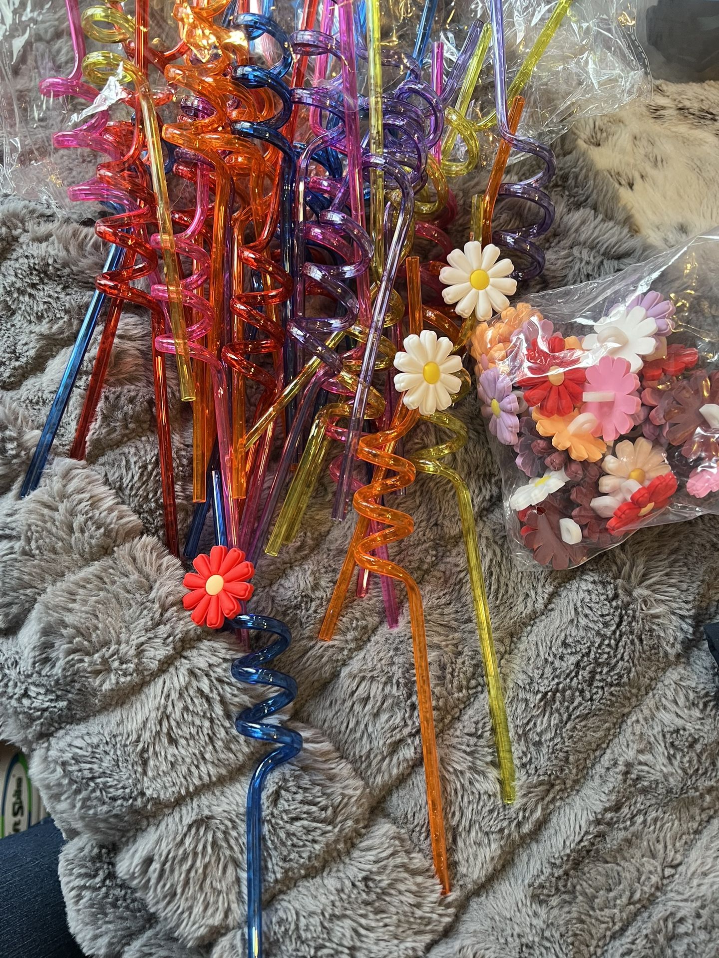 Valentines Day or Party Favor - Reusable Flower Straws -34 pieces