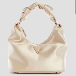 Guess Pale Gold Satin Hobo Bag