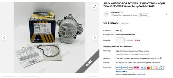 3Gen Prius water pump