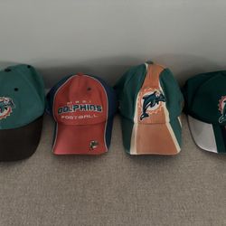  4 Vintage Miami Dolphins Hats 