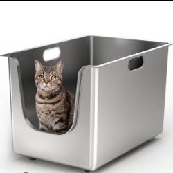 Ptlom High-Sided Cat Litter Box -Side Entry