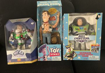 Disney Toy Story  PULL-STRING TALKING WOODY Figure 1995 and Buzz Lightyears bundle