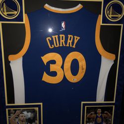 Stephen Curry Signed Framed Jersey BAS Beckett Authenticated Golden State Warriors Autographed Rare