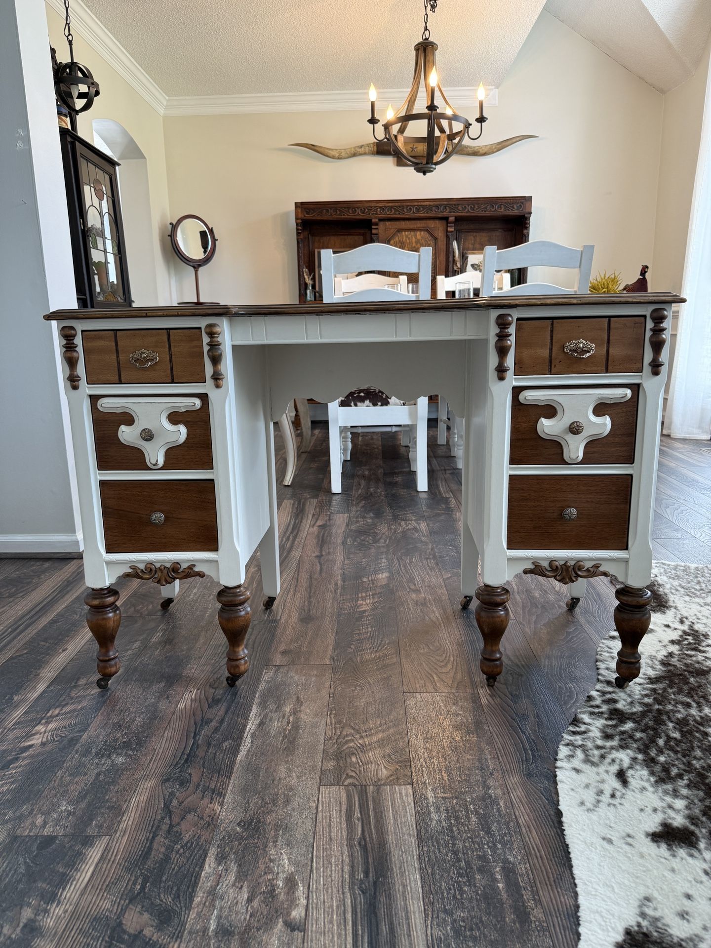 Antique 1920's Vanity Table, Desk - Farmhouse Style