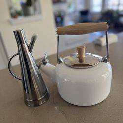 Lightly used Chantal Tea Kettle and olive oil dispenser