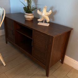 TV Stand With Two Door Storage Compartments 