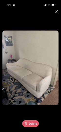 CB2 Bacio 86.5" Cream Boucle Sofa With Bleached Oak Legs By Ross Cassidy