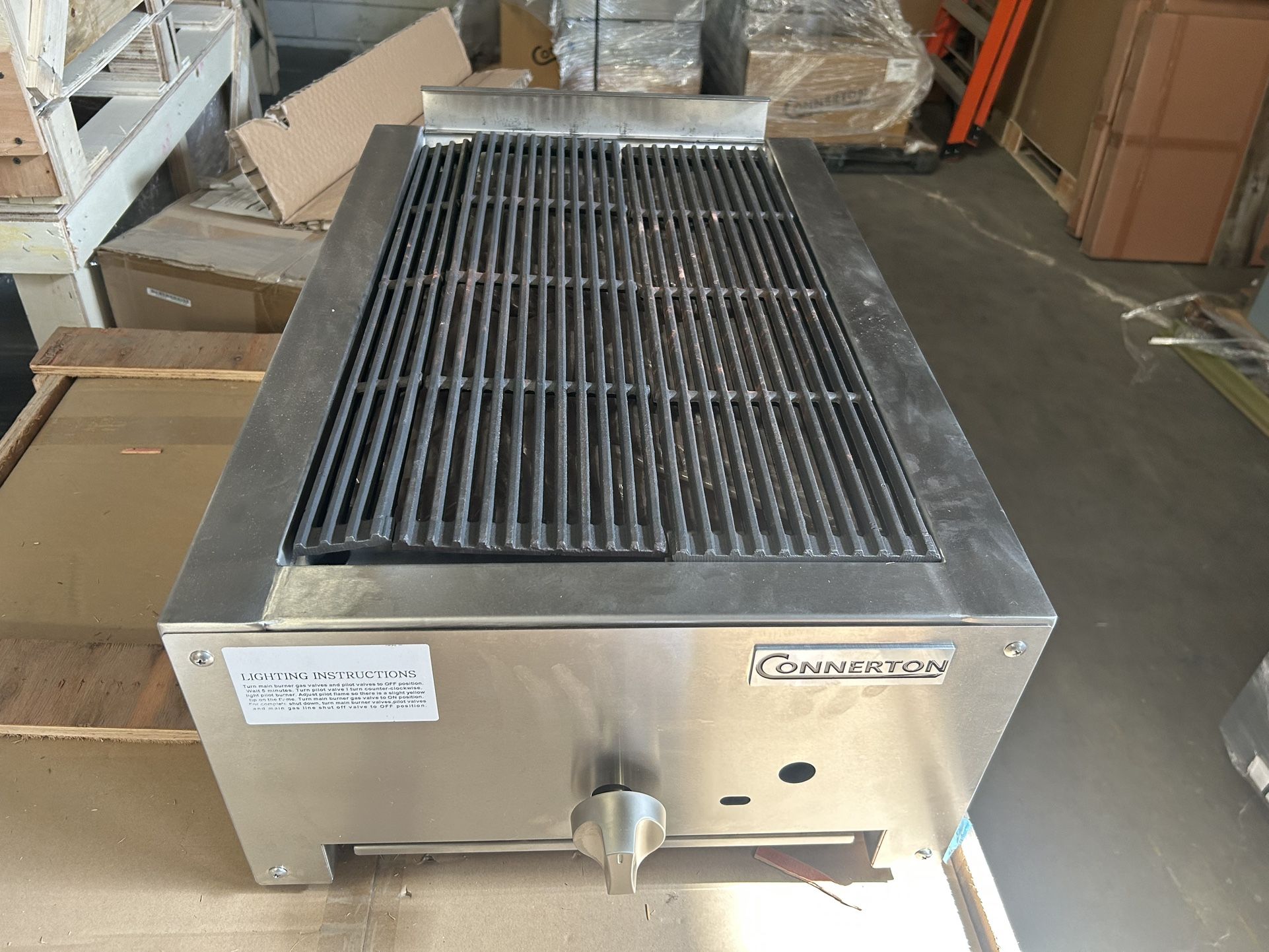 NEW 18” Connerton Char Broiler Lava Rock, One Burner, 40,000 BTU.