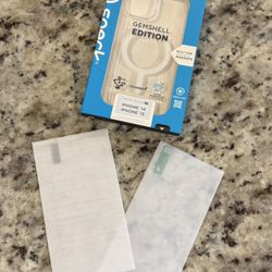 Speck Gemshell  Clear w/ Platinum Glitter Case for Apple iPhone 13/14 + 2 Glass Screen Protectors