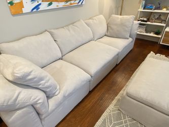 Restoration Hardware Cloud couch and ottoman - washable performance linen