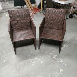 Set Of Brown Wicker Patio Chairs 