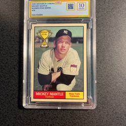 Mickey Mantle, Yankees Rookie Star CardGraded 10