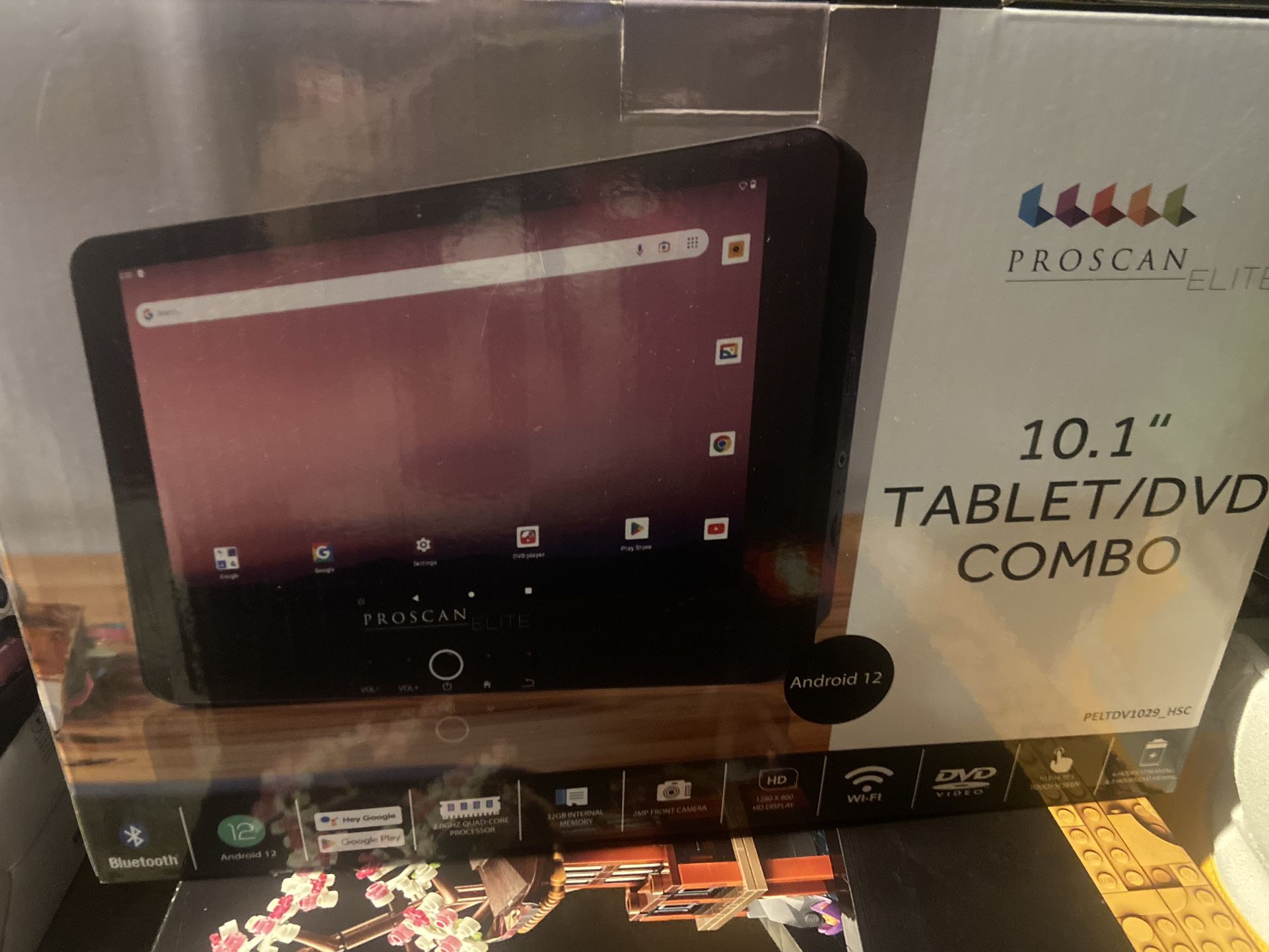 Proscan Elite 10.1" Tablet/Portable DVD Combo, 32GB Storage, Android 11, 1280x800 Resolution, Black