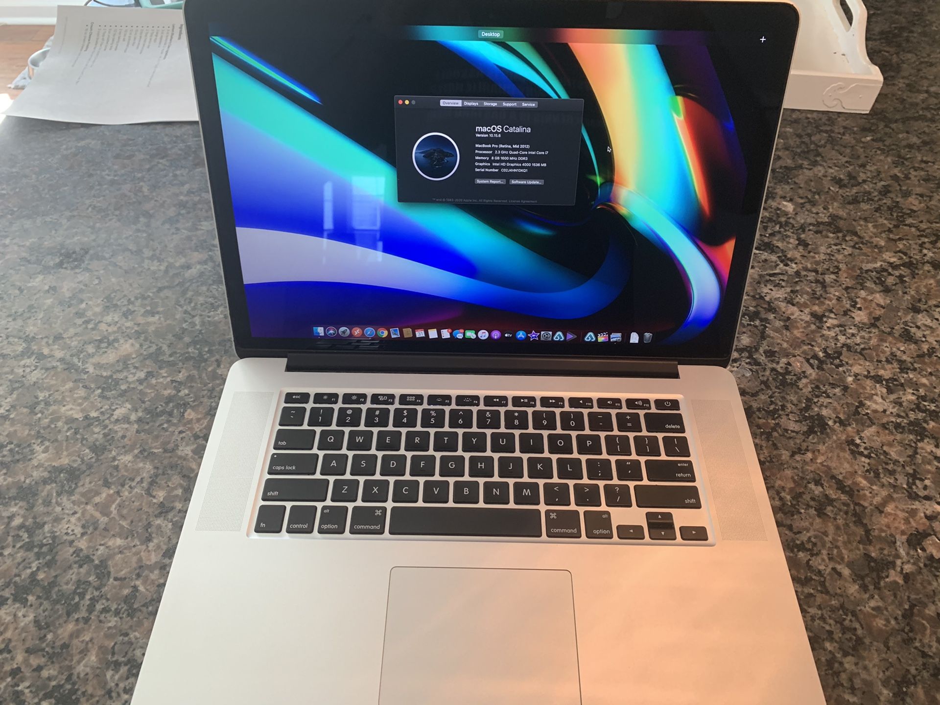 MacBook Pro 15” i7 Quadcore 8GB RAM 256 GB SSD Mac OS Catalina