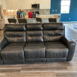 Living Spaces reclining leather sofa 