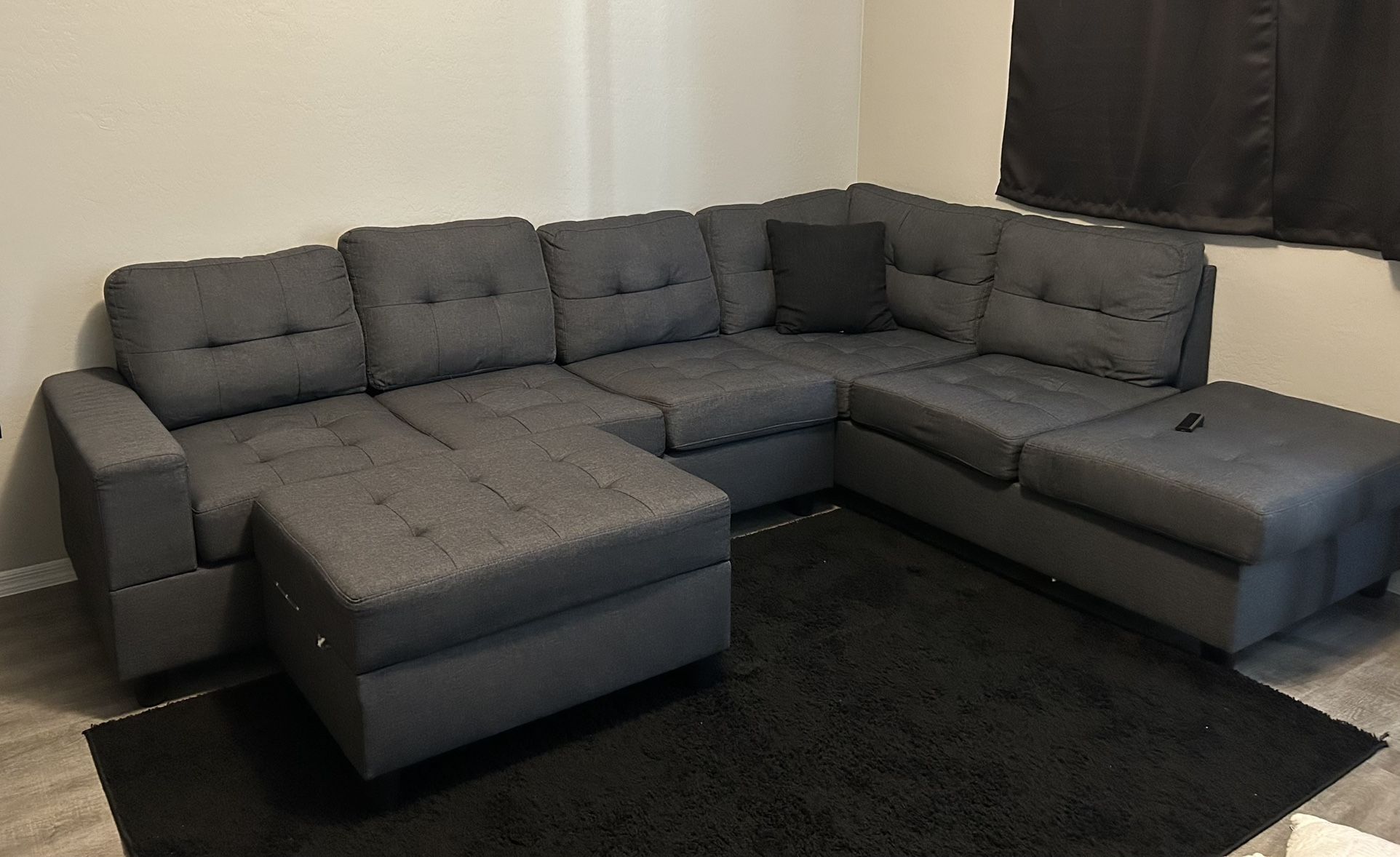 Dark Grey Couch Set W/ottoman Piece (Good Condition)