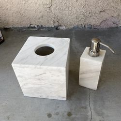 Tissue Box And Soap Dispenser Marble