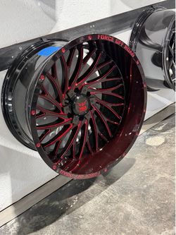 22x12 black red milled 6lug Chevy ford with tires