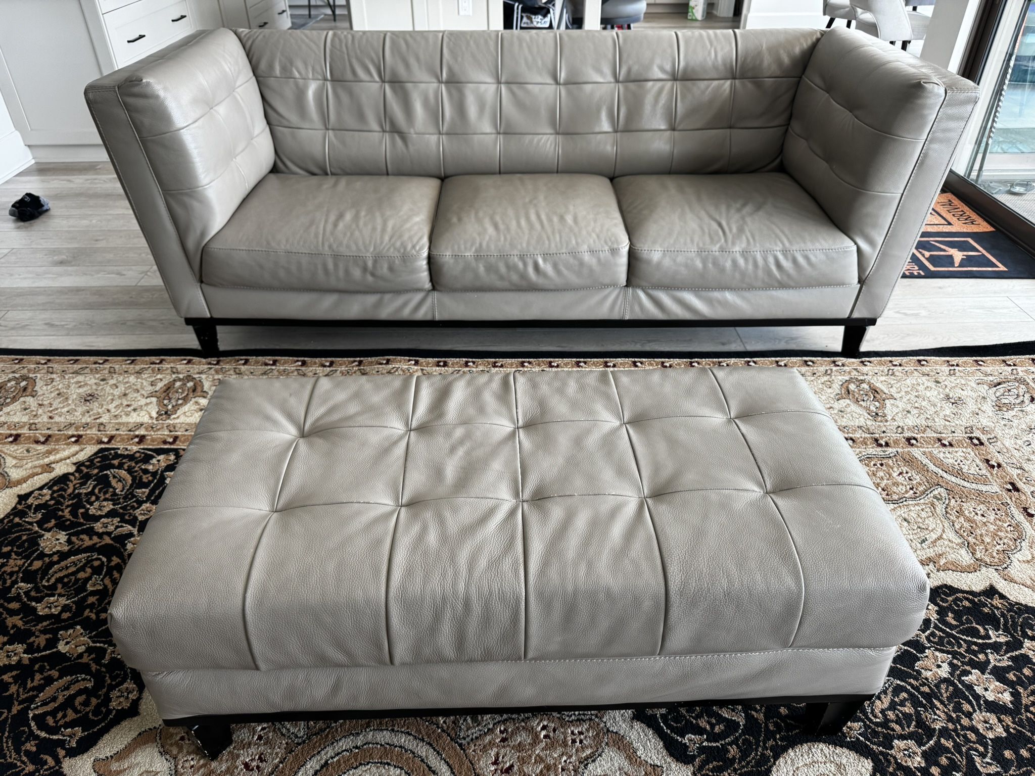 $300 OBO Italian Leather Sofa and Ottoman