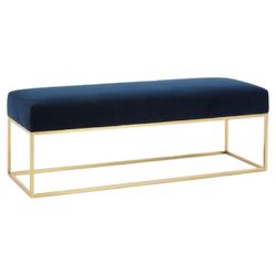 Jersey City West Elm Blue Velvet Upholstered Bench