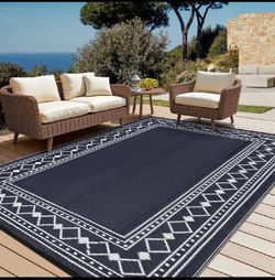 New Open Box Garvee 9’ x 18’ Outdoor Foldable Reversible Plastic Straw Rug