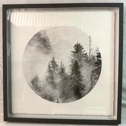 Misty Forest Framed Wall Art Minimalist Shadow Box Nature Print