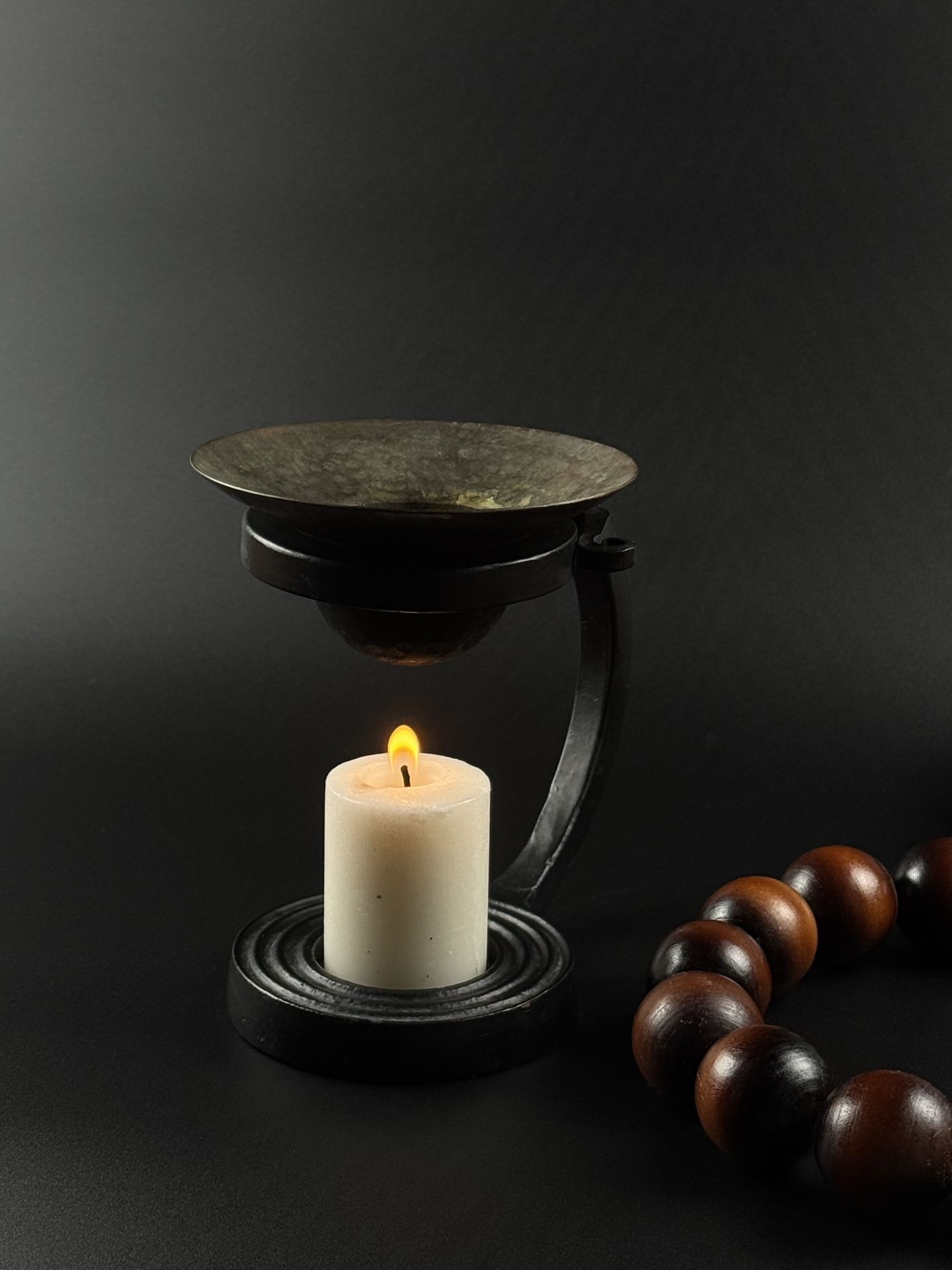Vintage Iron & Copper Candle Holder. Rustic/Primitive/Brutalist Look