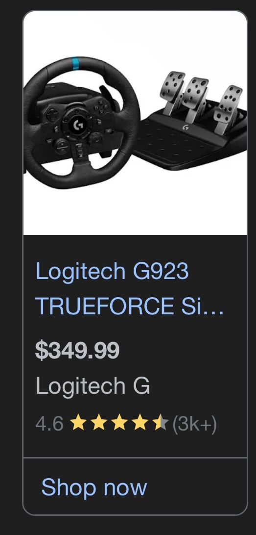 Logitech G923 Sim Racing Wheel