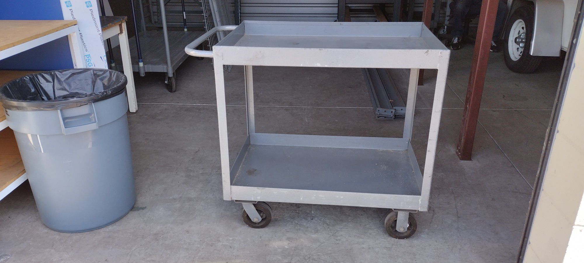 Heavy Duty Metal Rolling Cart With Two Shelves