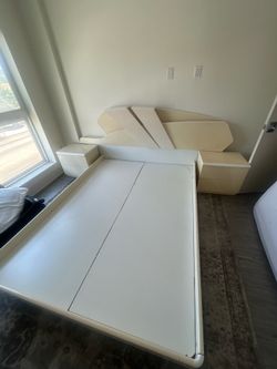 Light up 80s vintage queen bedframe + side tables