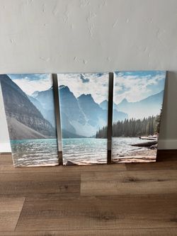 3PC Mountain Lake Canvas Wall Art