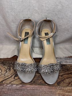 Betsey Johnson Silver Embellished Heeled Sandals