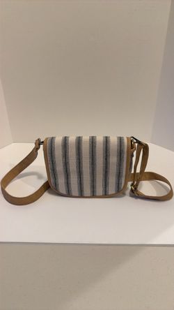 Striped Canvas Crossbody Saddle Bag