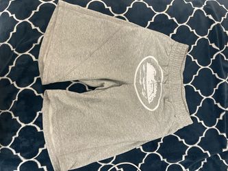 Gray Fleece Shorts with Graphic Print