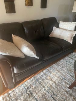 Brown leather sofa and chair.  Like new