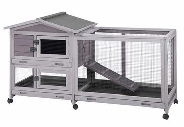 Air19 Indoor & Outdoor Rabbit Hutch AIR19 with Wheels, 9.6 ft² - One Run Rabbit Hutch-Gray