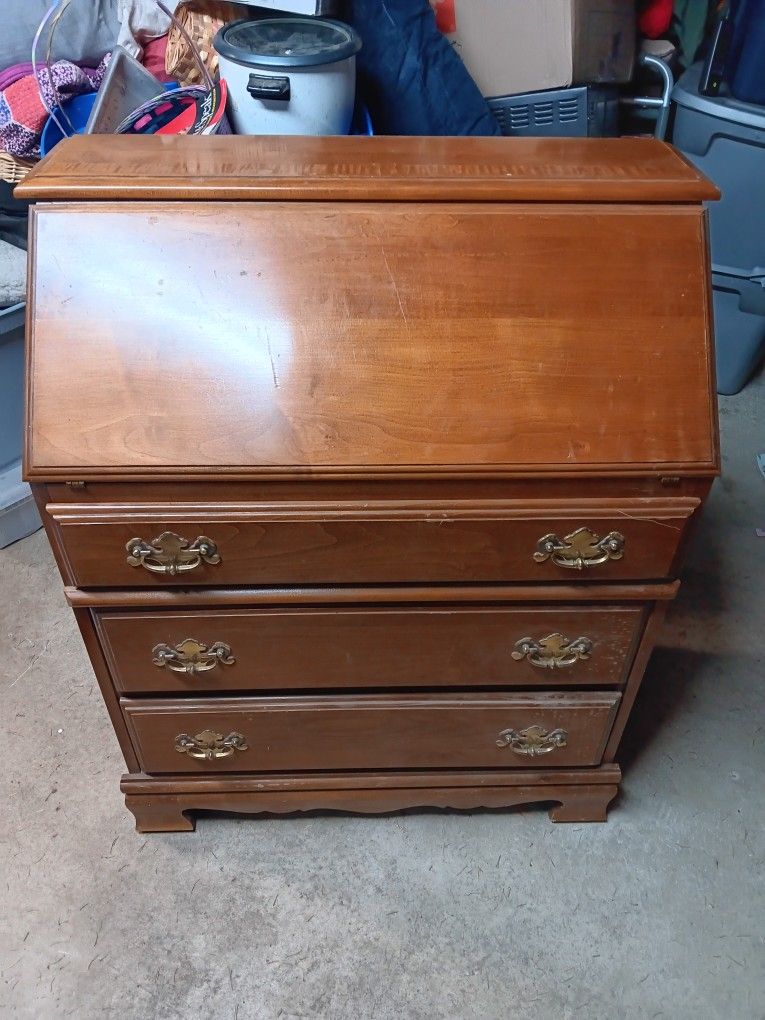 Vintage Drop Front Maple Secretary Desk 39" X 30.5" X 17x