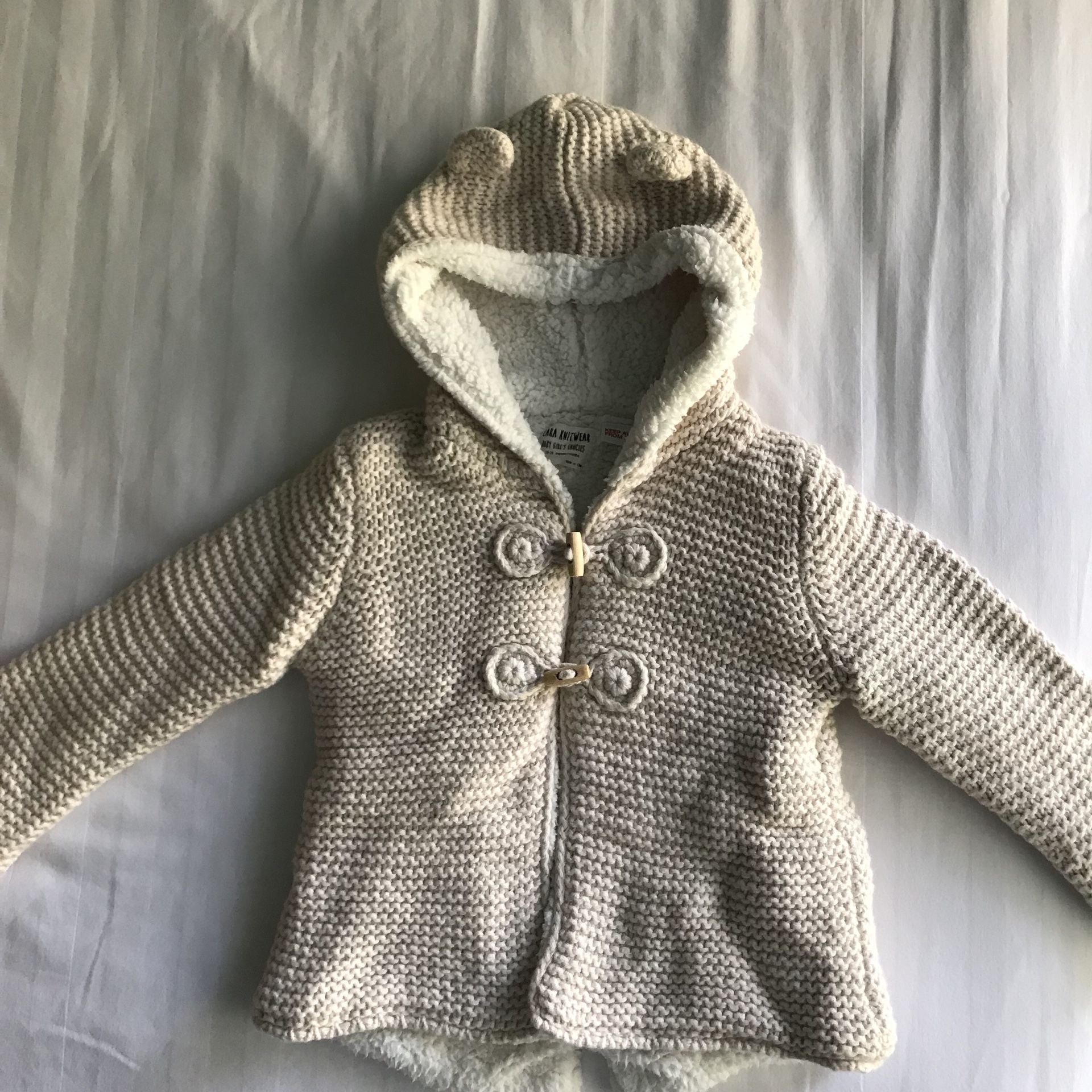 Zara Baby Girl knit coat, white, size: 18-24m 92 cm