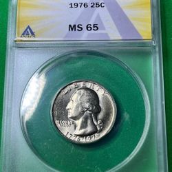 ANACS 1976 No Mint Mark Bicentennial Quarter MS65