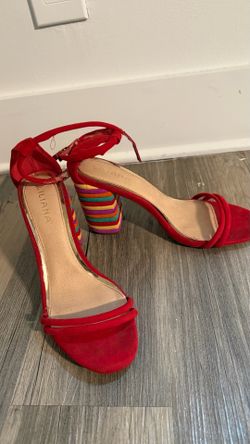 Red block heels