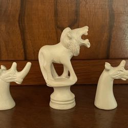 3 Hand Carved African Soap Stone Chess Pieces
