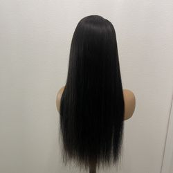 22” Top Quality Raw Indian Virgin Human Hair, Swiss Lace Closure Wig, Straight