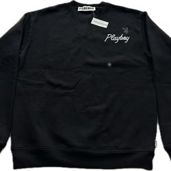 Playboy By Pacsun Black Timeless Crewneck Sweatshirt Adult S & M New $60 MSRP