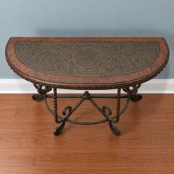 Ornate Metal Demi-Lune Console Table