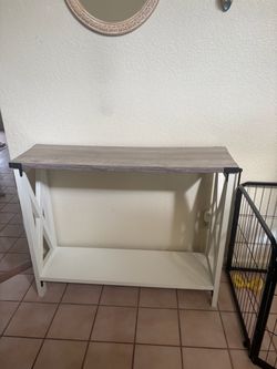 Farmhouse Console Table with Bottom Shelf
