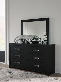 Maeling Black Dresser and Mirror (Online Special Price)