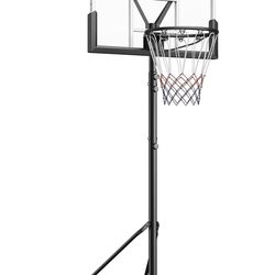 Basketball Hoop Outdoor, 10FT Adjustable Height, Portable Basketball Hoops Goal Court System w/ 45in Shatterproof Backboard