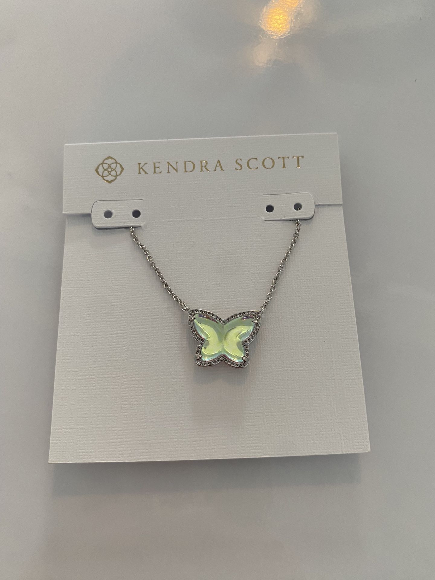 Lillia Butterfly Silver Pendant Necklace in Dichroic Glass